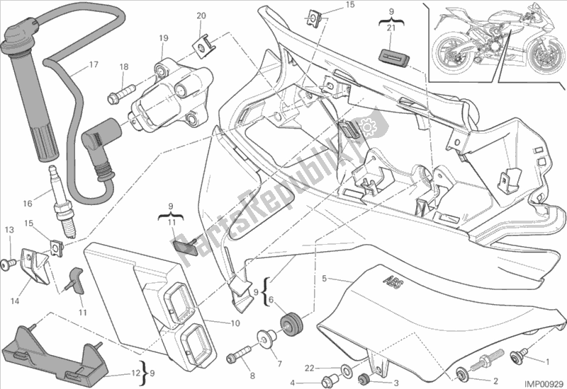 Tutte le parti per il Impianto Elettrico Destro del Ducati Superbike 959 Panigale ABS USA 2019